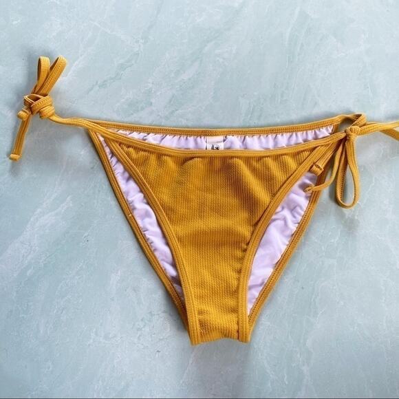 Cupshe mustard yellow ribbed bikini bottom sz M - Picture 1 of 5